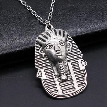 Винтажная мода, 2 цвета, 50x35 мм, ожерелье с подвеской Египетской королевы для женщин, мужчин, ожерелье с длинной цепочкой, ювелирные аксессуары